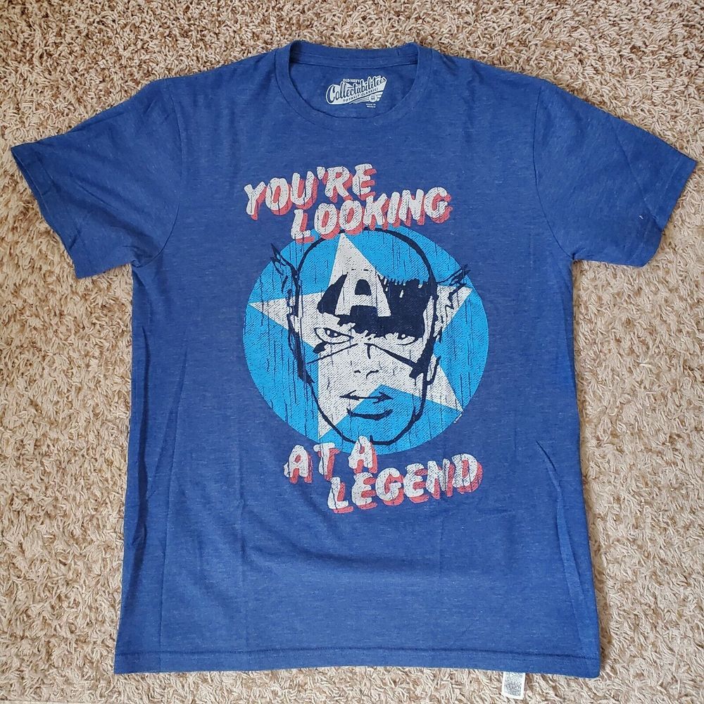 Captain America T-Shirt Marvel "You're Looking at a Legend" Med Retro Old Navy